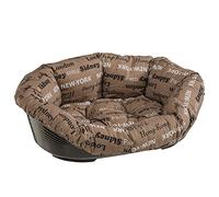 Ferplast Cama de plástico para Perros y Gatos Sofa' 8 con cojín de algodón, Cesta para Animales, Fondo Perforado, Antideslizante, Cómodo Apoyo para el mentón, 85 x 62 x h 28,5 cm Marrón