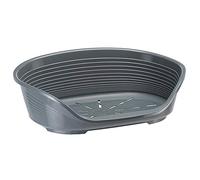 Ferplast Cama para Perros Cama Gato y Perro Pequeño, 100% plástico Reciclado, Lavable Transpirable y Antideslizante - Siesta Deluxe, 61,5 x 45 x h 21,5 cm, S, Gris Oscuro