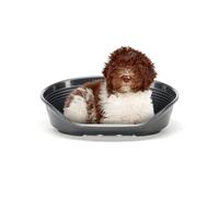 Ferplast Cama para Perros Cama Perro Grande, 100% plástico Reciclado, Lavable Transpirable y Antideslizante - Siesta Deluxe, 82 x 59,5 x 25 cm, L, Negro