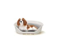 Ferplast Cama para Perros Cama Perro Mediano, 100% plástico Reciclado, Lavable Transpirable y Antideslizante - Siesta Deluxe, 70,5 x 52 x 23,5 cm, M, Blanco