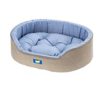 Ferplast Cama para Perros Dandy - Cojín Extraíble y Lavable, Funda de Algodón con Acolchado Suave, Cama Grande para Perros, 110 x 70 x h 23 cm, Azul Claro