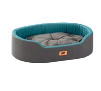 Ferplast Cama para Perros Dandy - Cojín Extraíble y Lavable, Funda de Algodón con Acolchado Suave, Ideal también como Caseta para Gatos, 65 x 46 x 17 cm, Verde Azulado