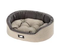 Ferplast Cama para Perros Dandy - Cojín Extraíble y Lavable, Funda de Algodón con Acolchado Suave, Ideal También como Caseta para Gatos, 65 x 46 x 17 cm, Marrón