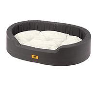 Ferplast Cama para Perros Dandy - Cojín Extraíble y Lavable, Funda Reversible de Algodón y Peluche con Acolchado Suave, Ideal también como Caseta para Gatos,55 x 41 x 15 cm, Marrón/Blanco