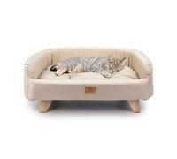 Ferplast Cama para Perros y Gatos de Madera certificada FSC® con cojín Suave, Estilo, Comodidad y Durabilidad, 82 x 55 x h 31 cm.