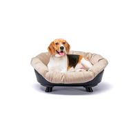Ferplast Cama Perro y Gato con Cojin, Cama Gatos y Perro Lavable, Cama Elevada para Perros Pequeños, Cesta Transpirable y Antideslizante, Sofa' Throne 73 x 55 x h 32 cm, Negro