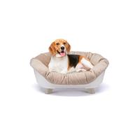 Ferplast Cama Perro y Gato con Cojin, Cama Gatos y Perro Lavable, Cama Elevada para Perros Pequeños, Cesta Transpirable y Antideslizante, Sofa' Throne 73 x 55 x h 32 cm, Blanco