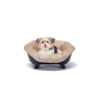 Ferplast Cama Perro y Gato con Cojin, Cama Gatos y Perro Lavable, Cama Elevada Perros Pequeños, Cesta Transpirable y Antideslizante, Sofa' Throne 64 x 48 x h 29,5 cm, Negro