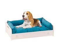 Ferplast Cama Perro y Gato con Cojin Hall, Cama para Perros y Gatos, Almohada Lavable, Madera FSC, Cama para Perros Pequeños y Gatos, Transpirable y Antideslizante, 67 x 43 x h 17 cm