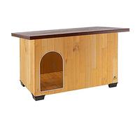 Ferplast Caseta de exterior para perros BAITA 120, Madera ecosostenible, Pies aislantes, Puerta con perfil de aluminio resistente a las mordeduras, Techo abrible, 141 x 86,5 x h 87 cm