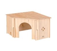 Ferplast Caseta Esquinera de Madera para Conejos, Cobayas y Hámsteres SIN Corner, Madera Certificada FSC®, Ventana de Ventilación, Montaje sin Herramientas, 38 x 38 x H 24 cm, Talla L