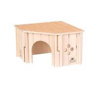 Ferplast Caseta Esquinera de Madera para Conejos, Cobayas y Hámsteres SIN Corner, Madera Certificada FSC®, Ventana de Ventilación, Montaje sin Herramientas, 25 x 25 x H 16 cm, Talla S