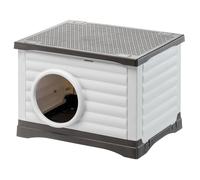 Ferplast - Caseta para Perros y Gatos Exterior - Conejera - Plástico Reciclado Resistente - PETVILLA 60, 54 x 43 x h 38,5 cm