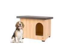 Ferplast Caseta Perro Madera Exterior - Aislada 4 Estaciones, Impermeable, Suelo Elevado, Protección contra Humedad y Frío, Perros Pequeños, 67 x 53 x 52,5 cm