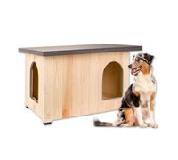 Ferplast Caseta Perro Madera Exterior con 2 Entradas - Aislada con Puerta Corredera, Resistente a la Intemperie, Suelo Elevado, Perros Medianos, 95 x 65 x 62,5 cm