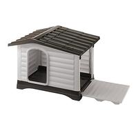 Ferplast Caseta Perros Exterior DOGVILLA 110, Caseta Perro, Lateral Abatible, Fondo con Drenaje, Base Aislante, Techo Desmontable, Rejilla de Ventilación, Plástico Reciclado, 111 x 84 x h 79 cm