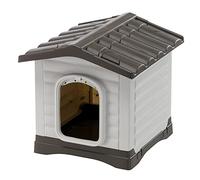 Ferplast Caseta Perros Exterior DOGVILLA 50, Caseta Perro, Casa para Perros, Base Drenante, Base Aislante, Techo Desmontable, Rejilla de Ventilación, Plástico Reciclado, 43 x 48 x h 44 cm