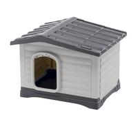 Ferplast Caseta Perros Exterior DOGVILLA 60 SE, Caseta Perro, Casa para Perros, Base Drenante, Base Aislante, Techo Desmontable, Rejilla de Ventilación, Plástico Reciclado, 58 x 48 x h 44 cm