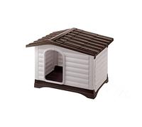 Ferplast Caseta Perros Exterior DOGVILLA 70, Caseta Perro, Lateral Abatible, Fondo con Drenaje, Base Aislante, Techo Desmontable, Rejilla de Ventilación, Plástico Reciclado, 73 x 59 x h 53 cm