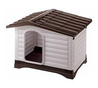 Ferplast Caseta Perros Exterior DOGVILLA 90, Caseta Perro, Lateral Abatible, Fondo con Drenaje, Base Aislante, Techo Desmontable, Rejilla de Ventilación, Plástico Reciclado, 88 x 72 x h 65 cm