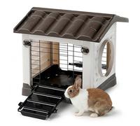 Ferplast Casita para Conejos Metro', conectable a túneles para Conejos Enanos, Hurones y cobayas, con 2 entradas, Techo Desmontable y Base con desagüe, 43 x 48 x 44 cm.