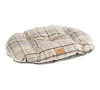 Ferplast Cojín Acolchado Para Perros Y Gatos Scott 65/6, Doble Cara, Escocés, Suave Terciopelo, Lavable, Marrón, M