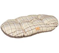 Ferplast Cojín Acolchado Para Perros Y Gatos Scott 78/8, Doble Cara, Escocés, Suave Terciopelo, Lavable, Marrón, L