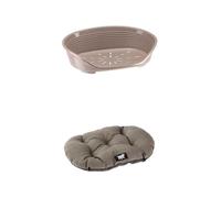 Ferplast Cojín para Perros XXS, en Microfibra Lavable con Suave Acolchado, 43 x 30 cm. Gris + Snack Natural Perro Higiene Oral Efecto Relajante con Melissa Kit de 3 Paquetes 315g