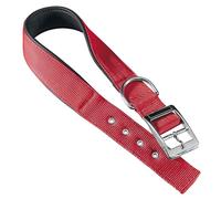 Ferplast Collar para Perro, tamaño Mediano-Grande, de Nailon Acolchado, con Hebilla metálica Ajustable, para Cuello de 34 a 42 cm, Color Rojo.