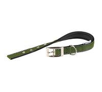 Ferplast Collar Perro Daytona Deluxe, Collar para Perros Medianos/Grandes, Collar de Nylon Reflectante, Acolchado, Ajustable 37-45 cm con Hebilla Metálica, Negro-Verde