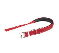 Ferplast Collar Perro Daytona Deluxe, Collar Perros Grande, Collar de Nylon Reflectante, Acolchado, Ajustable 45-53 cm con Hebilla Metálica, Rojo-Negro