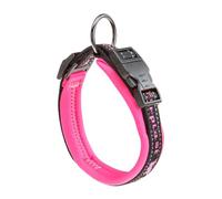 Ferplast Collar Perro Sport Dog, Collar para Perros pequeños, Acolchado Suave, Costuras Reflectantes, Etiqueta para el Nombre de la Mascota, Tamaño: 1,5 cm (25-35 cm), Rosa