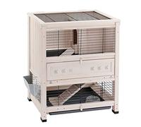 Ferplast Conejera de Interior Cottage Mini, Conejillos de Indias, Jaula para Conejos, Madera Resistente, Estructura de Dos Pisos, Accesorios incluidos, 78,5 x 59,5 x h 94 cm