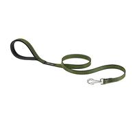 Ferplast Correa para Perros Daytona Deluxe, Correa Perros Mediano en Nylon, 120 cm. Reflectante con asa Acolchada, mosquetón metálico y Porta Neceser. Negro-Verde