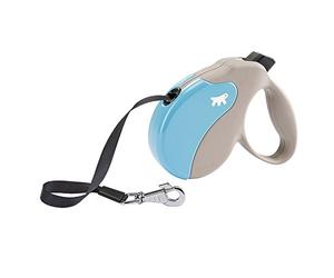 Ferplast Correa Perro Extensible Amigo Large, Correa Perro Grandes de hasta 50 Kg. Correa máx 5 m. Botón de Bloqueo y liberación único, Beige, Cubierta Azul Claro