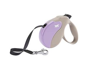 Ferplast Correa Perro Extensible Amigo Large, Correa Perro Grandes de hasta 50 Kg. Correa máx 5 m. Botón de Bloqueo y liberación único, Beige, Cubierta Morada