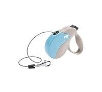 Ferplast Correa Perro Extensible Amigo Mini, Correa Perro Pequeños hasta 12 Kg. Cordón máximo 3 m. Botón de Bloqueo y liberación único, Beige, Cubierta Azul Claro