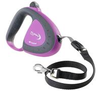 Ferplast Correa Perro Extensible Flippy Tech, Correa Perro de Tamaño Mediano hasta 25 Kg. Cinta Extensible máx 3 m. Botón único de Bloqueo y liberación, Morado