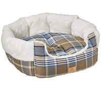 Ferplast Cuccetta per cani e gatti ETOILE 4, Divanetto per animali con cuscino, Scozzese, Soffice pelliccia ecologica, Lavabile, 60 x 50 x h 21 cm, Blu
