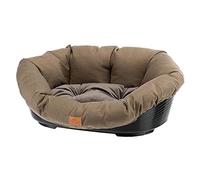 Ferplast Cuccia Cane e Gatto con Cuscino SOFA' 2 TWEED Lavabile, Lettino per Cani Gatti da Interno Imbottito, Cesta in Plastica, Fondo Forato e Poggiamento, Antiscivolo, 52 x 39 x h 21 cm, Marrone