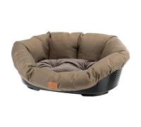 Ferplast Cuccia Cane e Gatto con Cuscino SOFA' 6 TWEED Lavabile, Lettino per Cani Gatti da Interno Imbottito, Cesta in Plastica, Fondo Forato e Poggiamento, Antiscivolo, 73 x 55 x h 27 cm, Marrone