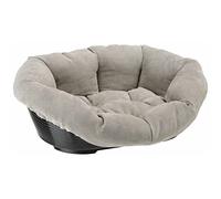 Ferplast Cuccia Cane e Gatto con Cuscino SOFA' PRESTIGE 6 in Velluto, Lavabile, Lettino per Cani Gatti da Interno Imbottito, Cesta in Plastica, Fondo Forato e Poggiamento, Antiscivolo, 73 x 55 x h 27 cm, Grigio