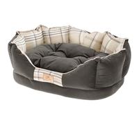 Ferplast Cuccia per cani e gatti CHARLES 60 Divano con cuscino, Sofà per animali, Scozzese, Soffice velluto, Lavabile, 56 x 42 x h 20 cm, Marrone