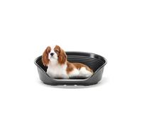 FERPLAST - Cuccia per cani e gatti - Cuccia per cani media - 100% plastica riciclata - Lettino per cani lavabile - traspirante e antiscivolo - Siesta Deluxe, 62 x 41 x h 23,5 CM, BLACK