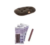 Ferplast Cuscino Cuccia Cani Double-Face, Tweed e Velluto, Lavabile 55 x 36 cm + Snack Cane Naturale Igiene Orale Effetto Rilassante Melissa 3 confezioni 315g