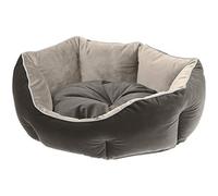 Ferplast Divanetto per cani e gatti QUEEN 50 con cuscino, Cuccia imbottita per animali, Double-face, Soffice velluto, Lavabile, 50 x 40 x h 18 cm, Grigio