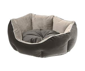 Ferplast Divanetto per cani e gatti QUEEN 50 con cuscino, Cuccia imbottita per animali, Double-face, Soffice velluto, Lavabile, 50 x 40 x h 18 cm, Grigio