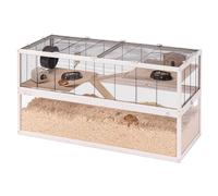Ferplast Domster 120 Jaula para Hámster | Jaula grande de 3 niveles para hámsteres y ratones con base transparente, plataformas y accesorios, 120 x 50 x 66,5 cm