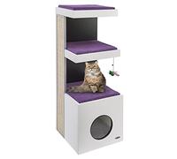 Ferplast Feplast 74052021 Mueble de Madera para Gatos Tiger, con Casita y Área Rascadora de Sisal, 40 x 40 x 115 Cm