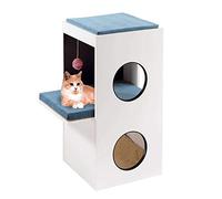 Ferplast Feplast 74057021 Mueble de Madera para Gatos Blanco, con Casita y Área Rascadora de Sisal, 40 x 55 x 80 Cm